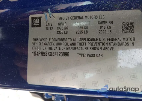 2014 Buick Verano Convenience Group z USA, uszkodzony, nr VIN 1G4PR5SKXE4123896